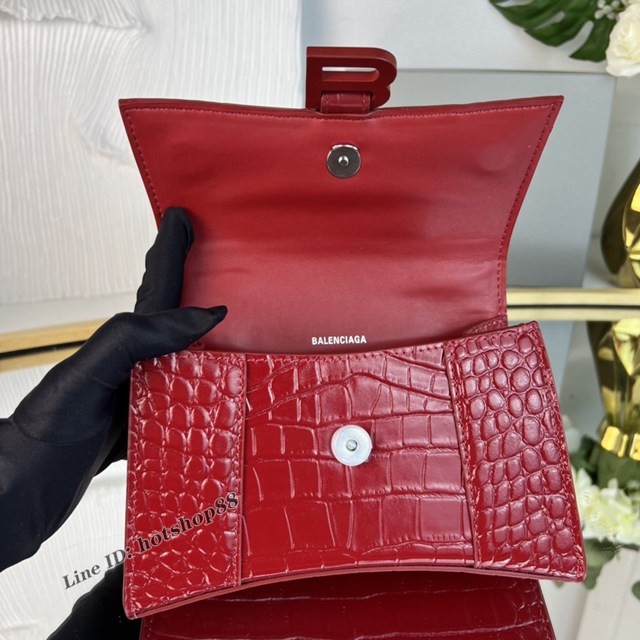 Balenciaga專櫃爆款新色mini號鱷魚紋大紅色沙漏包 巴黎世家Hourglass沙漏包 fyj1953